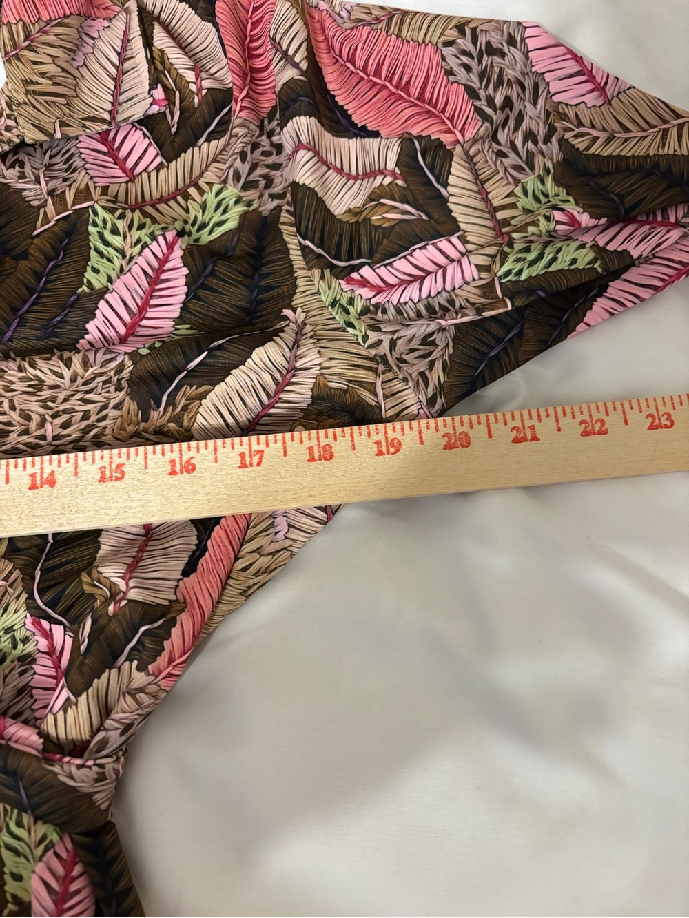 Cabana Life Tropical Leaf Print Belted Shirt Dress Pink Brown Size L - Picture 4 of 9